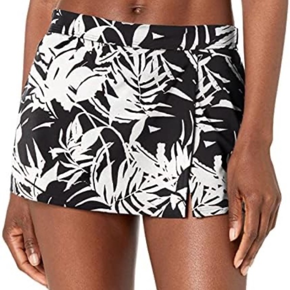 Catalina Women's Skirted Swimsuit Skirt Bottom black and white side split M 3431 - Picture 2 of 12
